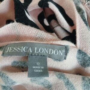 Jessica London Pink and Black Patterned Cardigan